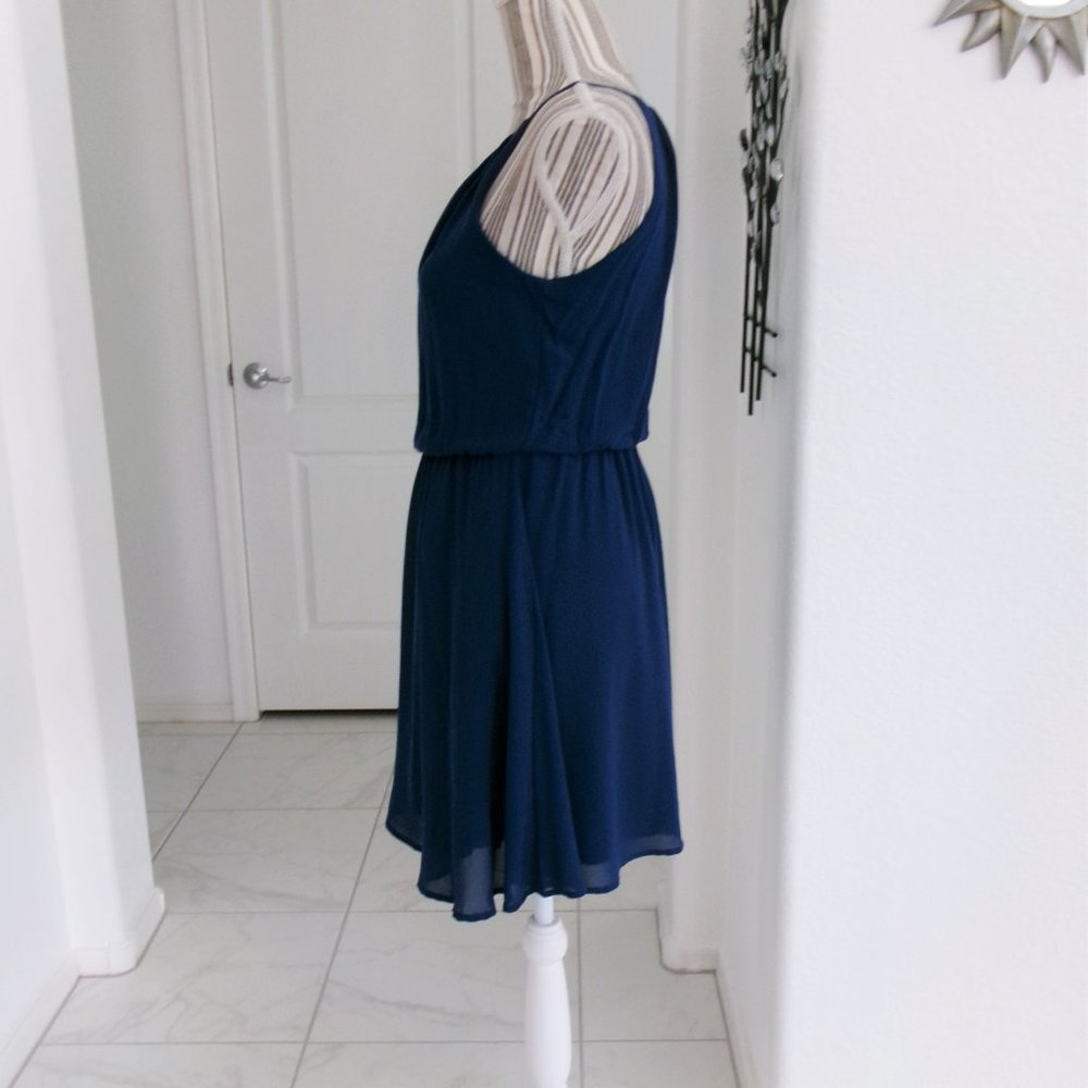 Lush Dark Blue Sleeveless Chiffon Flowy Dress Above Knee XS - Picture 11 of 14